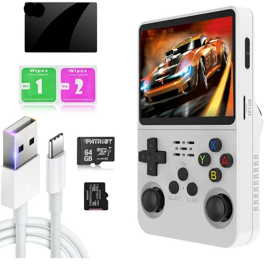 Consola Portatil de Video Juegos Retro  con memoria de 64 GB y 32 colores negro,morado,blanco - MOD: R36S